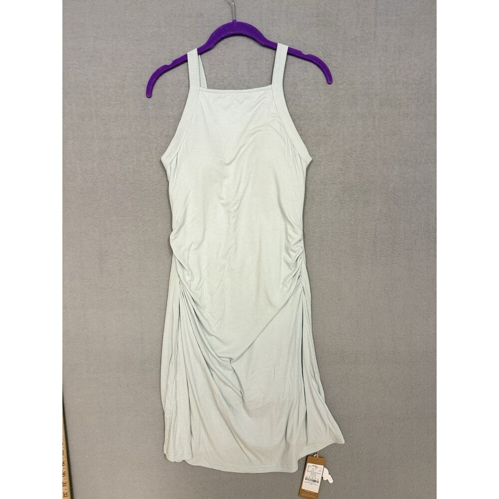 OGL Move Ice Blue Ruched Built-in Bra Mini Dress Size M NWT Ribbed Active